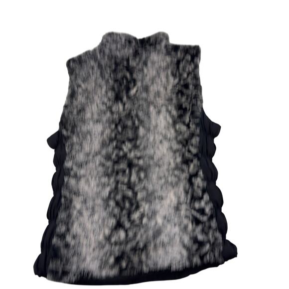 Fuda Faux Fur Nylon Ruched Reversible Outdoor Vest Women's Size Large - Picture 2 of 8